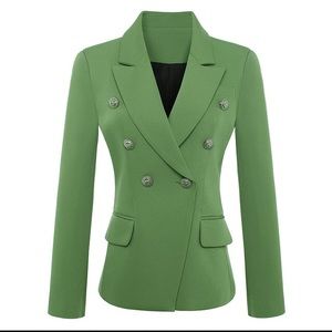 Green Balmain Style Military Button Blazer Size 4